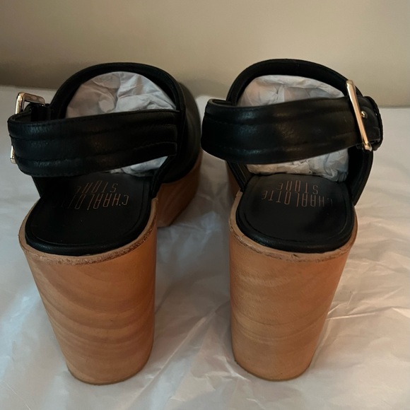 New Charlotte Stone Bonnie Clog Mule in Black Leather Size 8 - Picture 2 of 4